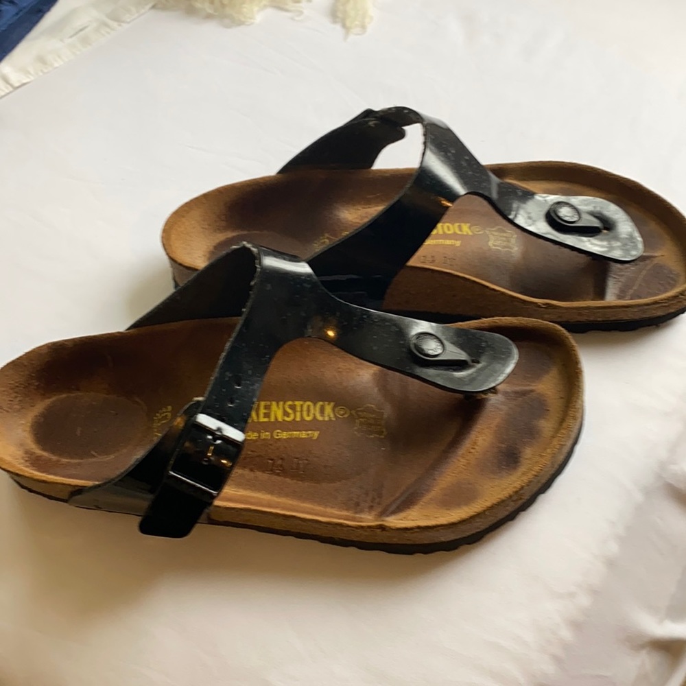 Classic black patten Birkenstock sandals